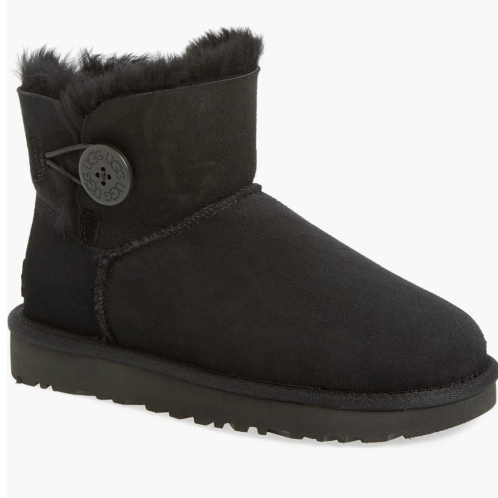 UGG - Black Mini Bailey Button II Boots - GREAT condition!